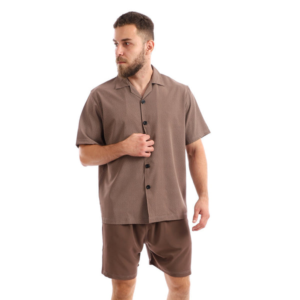 Full Buttoned Short Sleeves Pajama Short