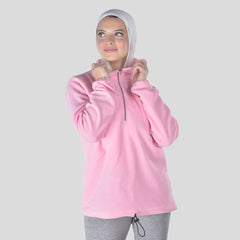 Doe Polar Quarter zipper Sweatshirt- Pink