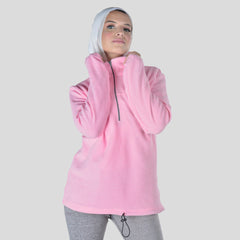 Doe Polar Quarter zipper Sweatshirt- Pink