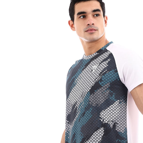 Viga patterned active dri-fit T-shirt- Blue