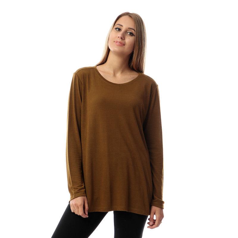 Side Slits Plain Long Sleeves Blouse