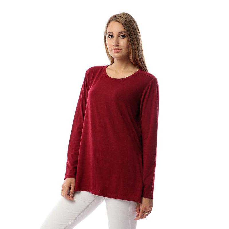 Side Slits Plain Long Sleeves Blouse