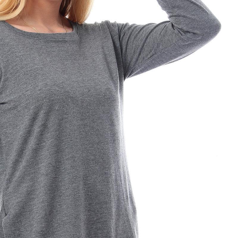 Side Slits Plain Long Sleeves Blouse